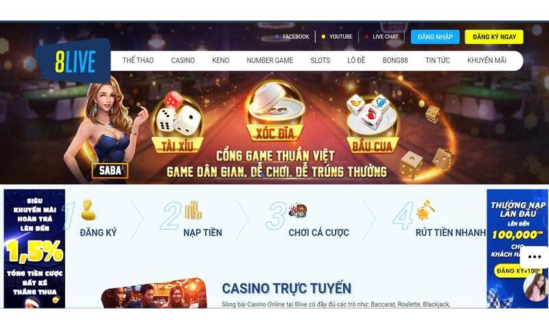 Đăng nhập tài khoản 8live đơn giản.