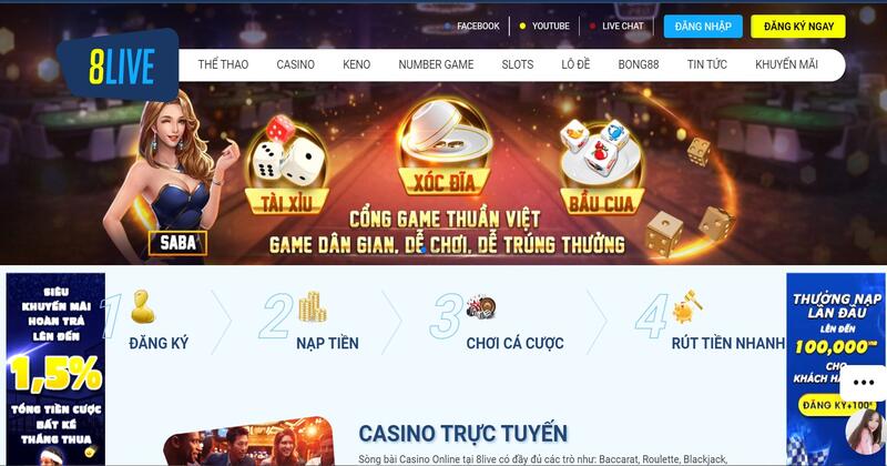 Đa dạng game bài 8live.