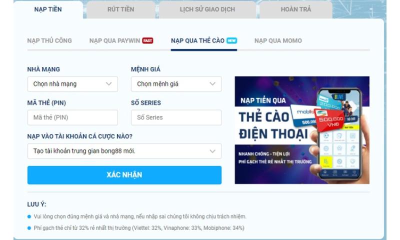 Nạp tiền 8live an toàn, đơn giản.